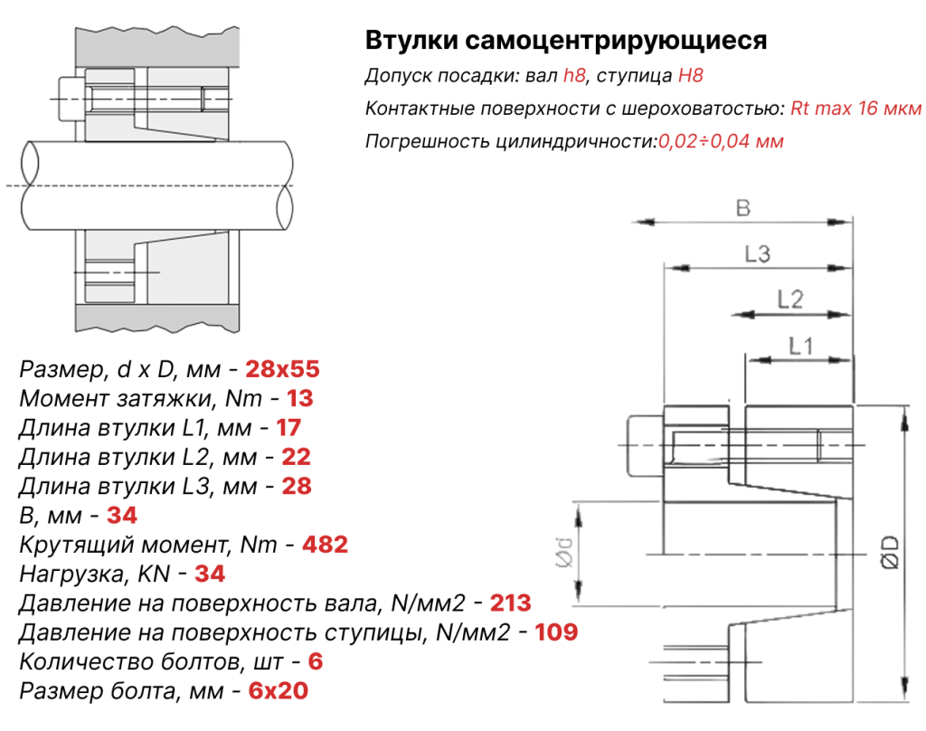 Чертеж втулка зажимная ВК13 28х55 Чертеж втулка зажимная ВК13 28х55